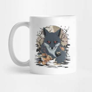 Gloomy Fox Japanese Art Print Mug